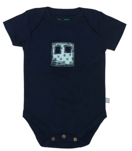 Short Sleeve Peacoat Navy Organic Cotton Bodysuit